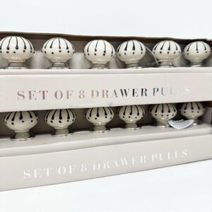 16 CASA‎ DECOR CERAMIC DRAWER PULL KNOBS SILVER CREAM BLUE NEW